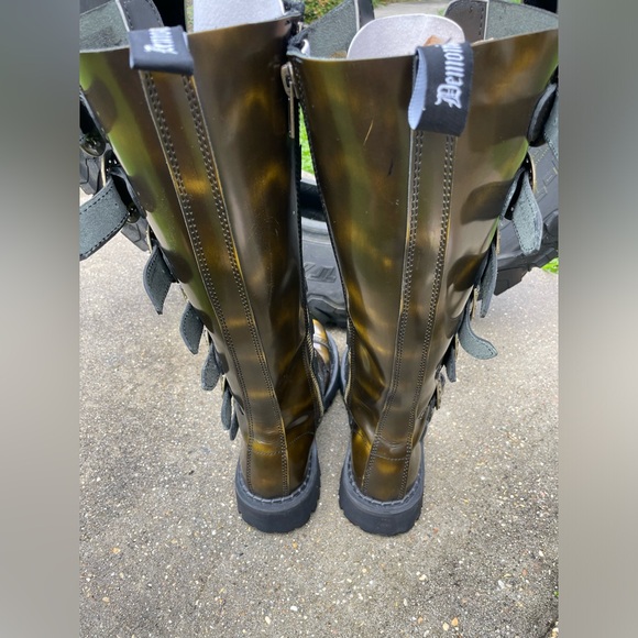 DEMONIA Steam-30 Metal Plates Bronze Leather Steel-toe Steampunk Boot Size 8 - Picture 7 of 17